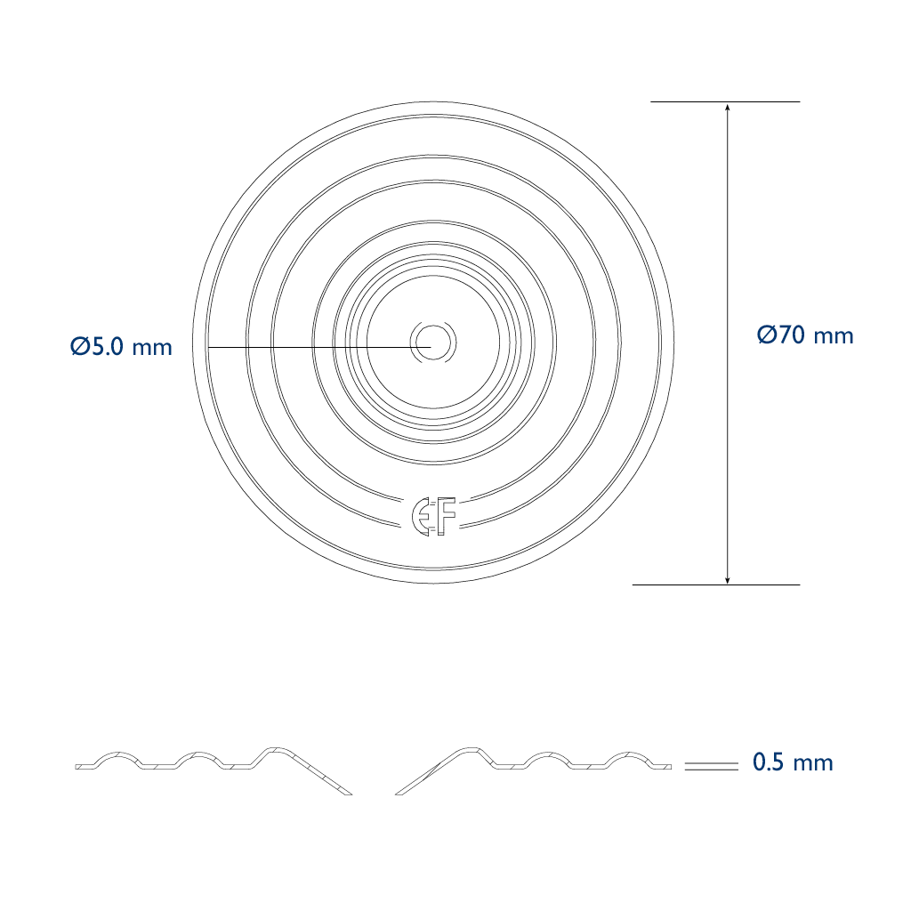 DVP-EF-7005D Pressure plate diam. 70mm hole 5,0mm 