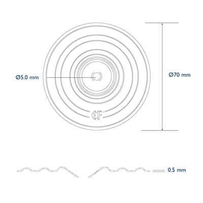 Pressure plate diam. 70mm hole 5,0mm deep recess