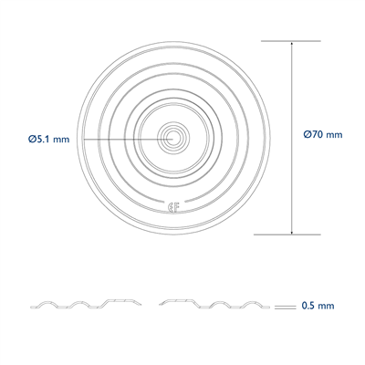 Pressure plate diam. 70mm hole 5,0mm normal recess