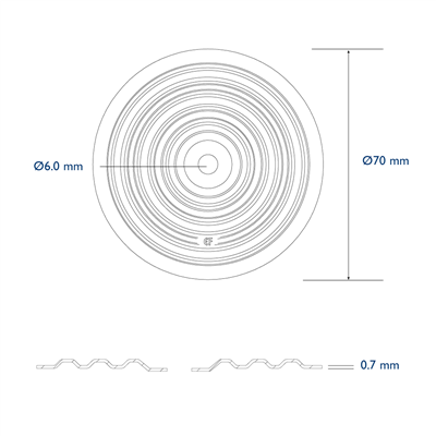 Pressure plate diam. 70mm hole 6,0mm normal recess