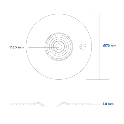 Pressure plate diam. 70mm hole 6,5mm normal recess